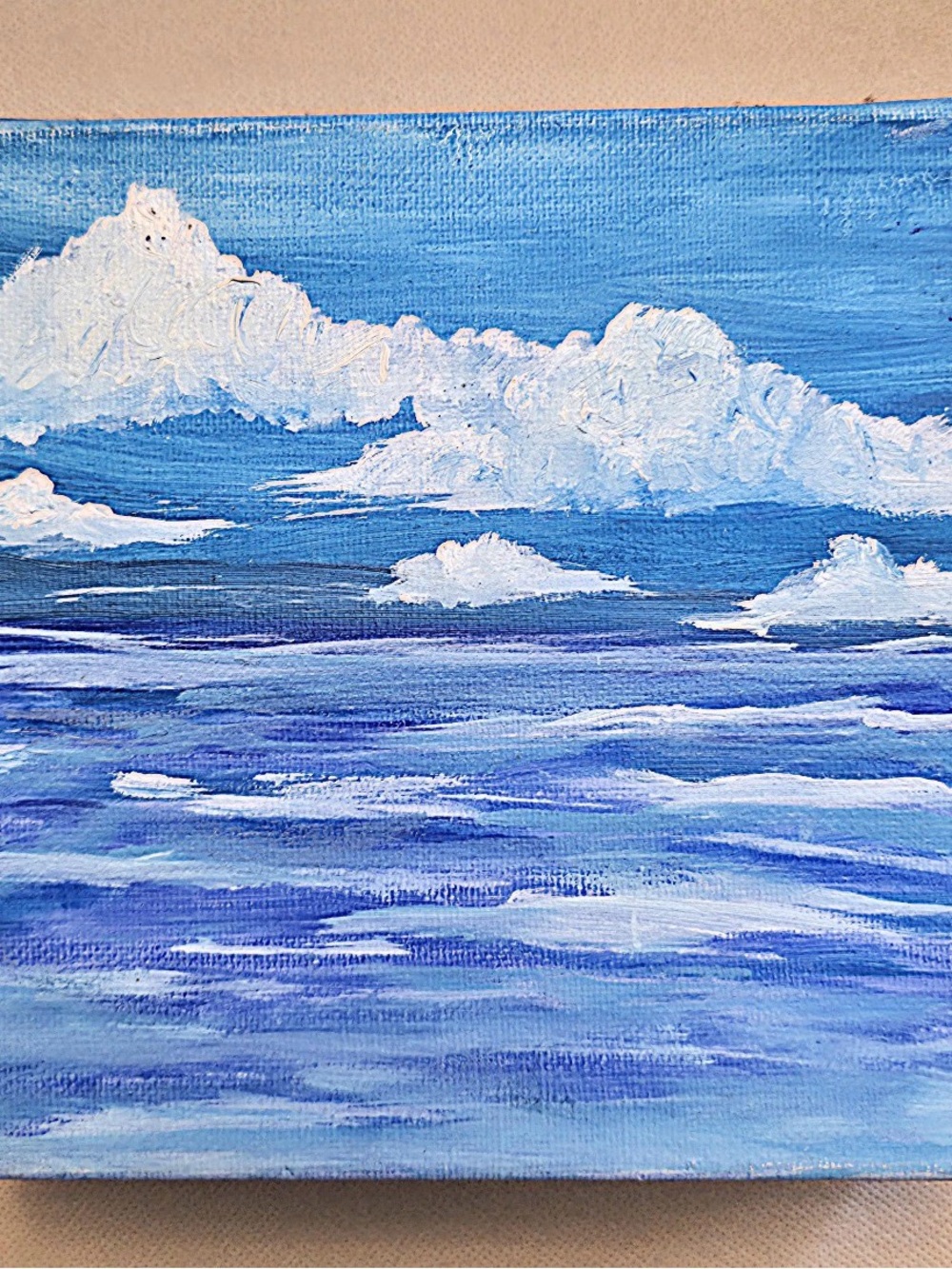 Mini Ocean Oil Painting | Blue Seascape, Coastal Decor